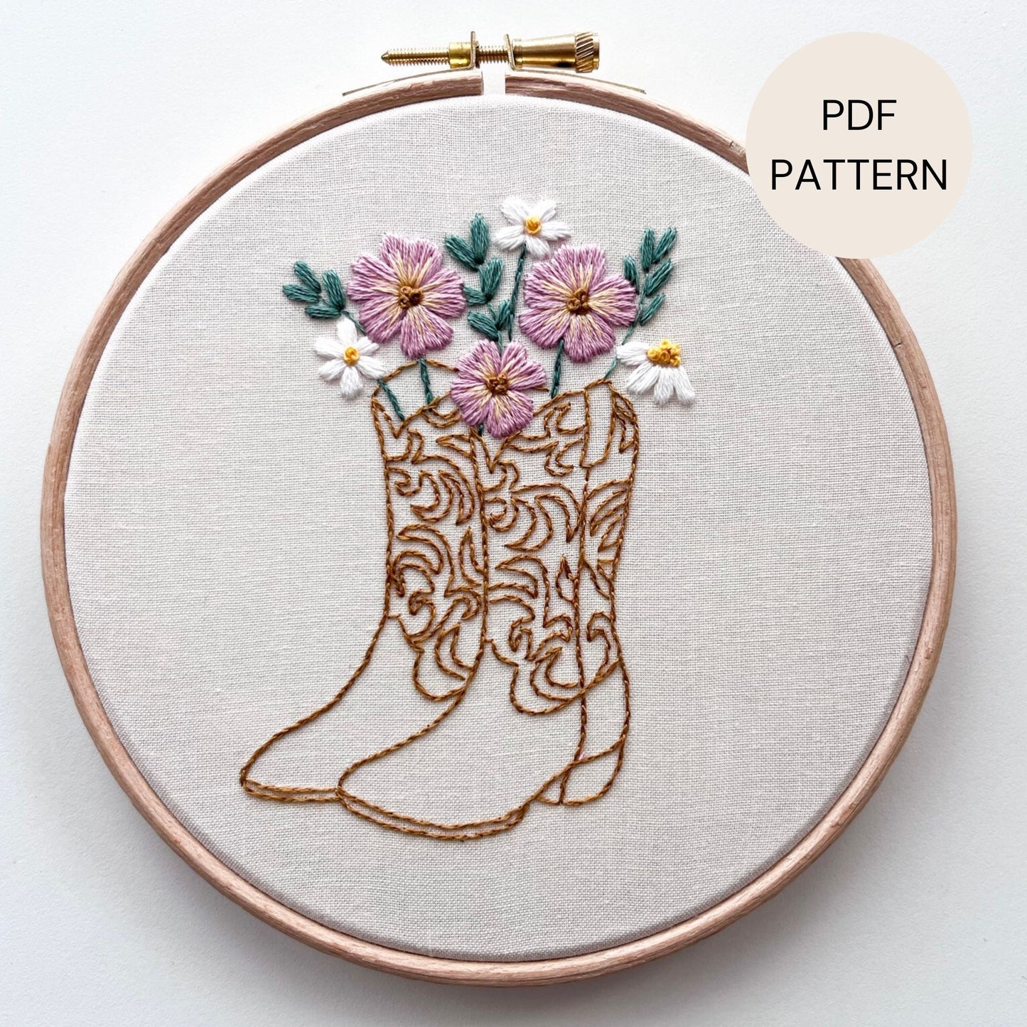 digital download needlecraft design with a Western cowgirl theme.