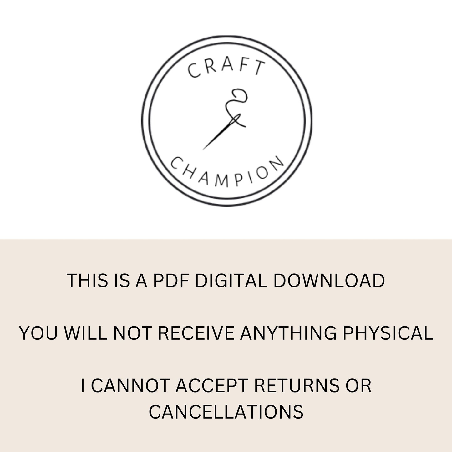 This is a PDF digital download. Cancellations and returns are not accepted. You will not receive anything physical.