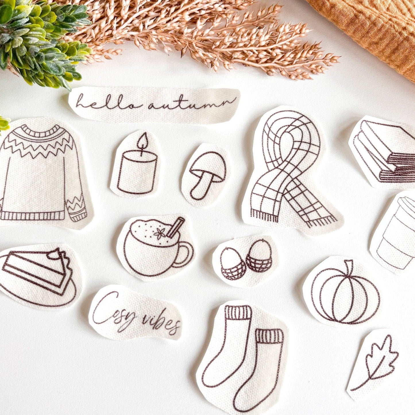 Autumn Embroidery Stick and Stitch - Hand Embroidery Designs , water soluble patches, fall embroidery designs, DIY upcycle