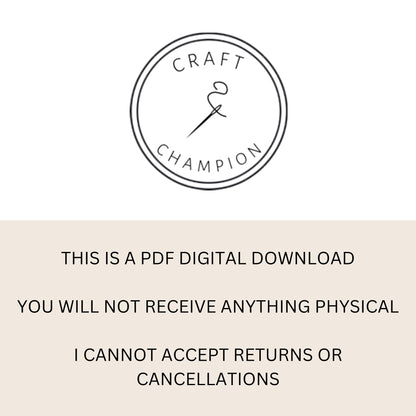 This is a PDF digital download. Cancellations and returns are not accepted. You will not receive anything physical.