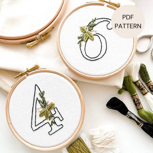 Hand Embroidery Numbers Pattern